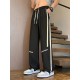 Men's Ice Silk Cool Quality Casual Pants With Elastic Waist, Trendy Versatile Striped Trousers Men's Ice Silk Cool Quality Casual Pants With Elastic Waist, Trendy Versatile Striped Trousers