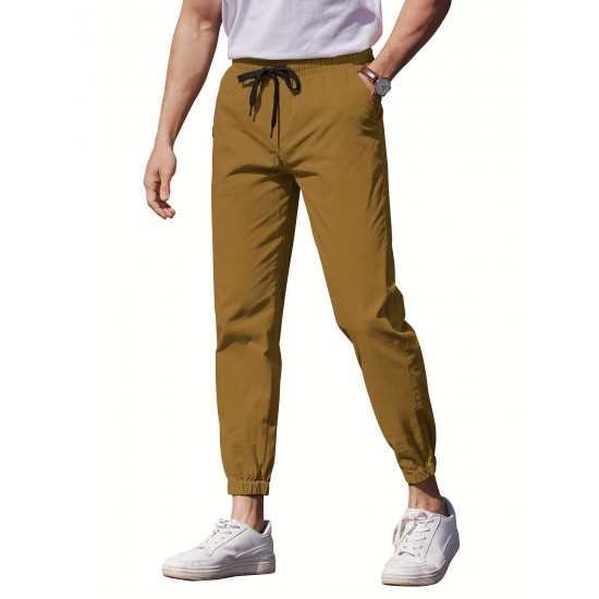 Mens Comfy Stretch Joggers - Elastic Drawstring Waist, Chino Cargo Pockets, Hiking Outdoor Track Sweatpants for Casual Daily Wear - Breathable, Soft, Quick-Drying Fabric Mens Comfy Stretch Joggers - Elastic Drawstring Waist, Chino Cargo Pockets, Hiking Outdoor Track Sweatpants for Casual Daily Wear - Breathable, Soft, Quick-Drying Fabric