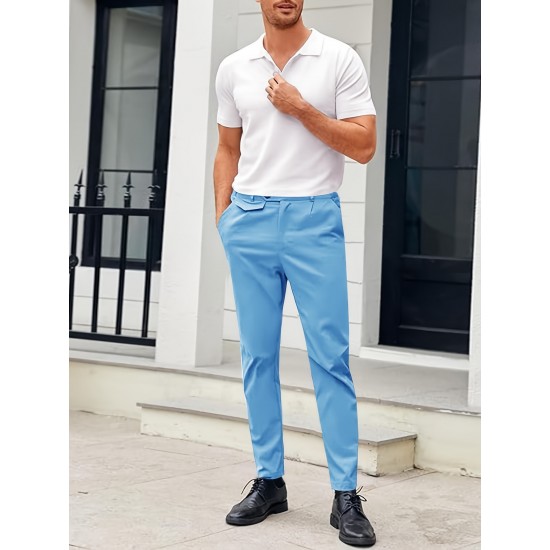Mens Chinos Slim Fit Pants Flat Front Stretch Skinny Tapered Dress Pants Comfort Casual Solid Trousers Mens Chinos Slim Fit Pants Flat Front Stretch Skinny Tapered Dress Pants Comfort Casual Solid Trousers