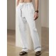 Men'S Casual Linen-Style Pants, Polyester, Loose Fit, Solid Color, Slight Stretch, with Drawstring Waist, for All-Season Weekend Casual Wear Men'S Casual Linen-Style Pants, Polyester, Loose Fit, Solid Color, Slight Stretch, with Drawstring Waist, for All-Season Weekend Casual Wear