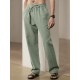 Men'S Casual Linen-Style Pants, Polyester, Loose Fit, Solid Color, Slight Stretch, with Drawstring Waist, for All-Season Weekend Casual Wear Men'S Casual Linen-Style Pants, Polyester, Loose Fit, Solid Color, Slight Stretch, with Drawstring Waist, for All-Season Weekend Casual Wear