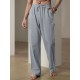 Men'S Casual Linen-Style Pants, Polyester, Loose Fit, Solid Color, Slight Stretch, with Drawstring Waist, for All-Season Weekend Casual Wear Men'S Casual Linen-Style Pants, Polyester, Loose Fit, Solid Color, Slight Stretch, with Drawstring Waist, for All-Season Weekend Casual Wear