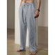 Men'S Casual Linen-Style Pants, Polyester, Loose Fit, Solid Color, Slight Stretch, with Drawstring Waist, for All-Season Weekend Casual Wear Men'S Casual Linen-Style Pants, Polyester, Loose Fit, Solid Color, Slight Stretch, with Drawstring Waist, for All-Season Weekend Casual Wear