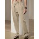Men'S Casual Linen-Style Pants, Polyester, Loose Fit, Solid Color, Slight Stretch, with Drawstring Waist, for All-Season Weekend Casual Wear Men'S Casual Linen-Style Pants, Polyester, Loose Fit, Solid Color, Slight Stretch, with Drawstring Waist, for All-Season Weekend Casual Wear
