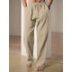 Men'S Casual Linen-Style Pants, Polyester, Loose Fit, Solid Color, Slight Stretch, with Drawstring Waist, for All-Season Weekend Casual Wear Men'S Casual Linen-Style Pants, Polyester, Loose Fit, Solid Color, Slight Stretch, with Drawstring Waist, for All-Season Weekend Casual Wear