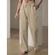 Men'S Casual Linen-Style Pants, Polyester, Loose Fit, Solid Color, Slight Stretch, with Drawstring Waist, for All-Season Weekend Casual Wear Men'S Casual Linen-Style Pants, Polyester, Loose Fit, Solid Color, Slight Stretch, with Drawstring Waist, for All-Season Weekend Casual Wear