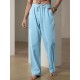 Men'S Casual Linen-Style Pants, Polyester, Loose Fit, Solid Color, Slight Stretch, with Drawstring Waist, for All-Season Weekend Casual Wear Men'S Casual Linen-Style Pants, Polyester, Loose Fit, Solid Color, Slight Stretch, with Drawstring Waist, for All-Season Weekend Casual Wear