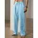 Men'S Casual Linen-Style Pants, Polyester, Loose Fit, Solid Color, Slight Stretch, with Drawstring Waist, for All-Season Weekend Casual Wear Men'S Casual Linen-Style Pants, Polyester, Loose Fit, Solid Color, Slight Stretch, with Drawstring Waist, for All-Season Weekend Casual Wear