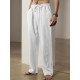 Men'S Casual Linen-Style Pants, Polyester, Loose Fit, Solid Color, Slight Stretch, with Drawstring Waist, for All-Season Weekend Casual Wear Men'S Casual Linen-Style Pants, Polyester, Loose Fit, Solid Color, Slight Stretch, with Drawstring Waist, for All-Season Weekend Casual Wear