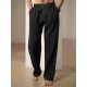 Men'S Casual Linen-Style Pants, Polyester, Loose Fit, Solid Color, Slight Stretch, with Drawstring Waist, for All-Season Weekend Casual Wear Men'S Casual Linen-Style Pants, Polyester, Loose Fit, Solid Color, Slight Stretch, with Drawstring Waist, for All-Season Weekend Casual Wear