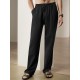 Men'S Casual Linen-Style Pants, Polyester, Loose Fit, Solid Color, Slight Stretch, with Drawstring Waist, for All-Season Weekend Casual Wear Men'S Casual Linen-Style Pants, Polyester, Loose Fit, Solid Color, Slight Stretch, with Drawstring Waist, for All-Season Weekend Casual Wear
