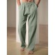 Men'S Casual Linen-Style Pants, Polyester, Loose Fit, Solid Color, Slight Stretch, with Drawstring Waist, for All-Season Weekend Casual Wear Men'S Casual Linen-Style Pants, Polyester, Loose Fit, Solid Color, Slight Stretch, with Drawstring Waist, for All-Season Weekend Casual Wear