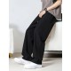 Summer Wear Men's Solid Color Slacks with Drawstring and Pockets Summer Wear Men's Solid Color Slacks with Drawstring and Pockets
