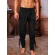 Men's Viking Renaissance-Inspired Casual Pants with Drawstring Waist and Tapered Legs - Solid Color, Polyester, Machine Washable Men's Viking Renaissance-Inspired Casual Pants with Drawstring Waist and Tapered Legs - Solid Color, Polyester, Machine Washable