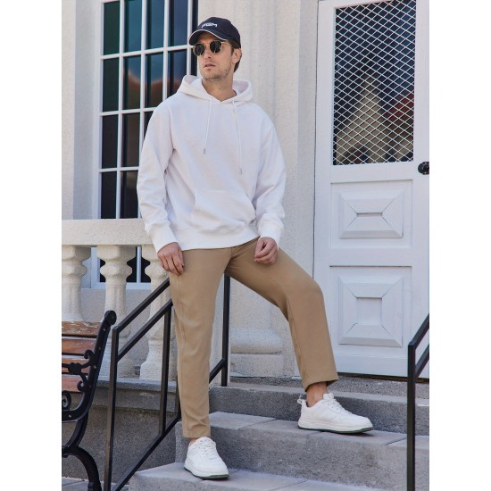 Men's Casual Chino Slacks - Relaxed Fit, Expandable Waist, Solid Color with Pockets, Breathable Blend, Machine Washable Men's Casual Chino Slacks - Relaxed Fit, Expandable Waist, Solid Color with Pockets, Breathable Blend, Machine Washable