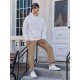 Men's Casual Chino Slacks - Relaxed Fit, Expandable Waist, Solid Color with Pockets, Breathable Blend, Machine Washable Men's Casual Chino Slacks - Relaxed Fit, Expandable Waist, Solid Color with Pockets, Breathable Blend, Machine Washable