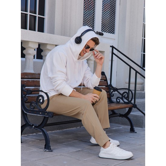 Men's Casual Chino Slacks - Relaxed Fit, Expandable Waist, Solid Color with Pockets, Breathable Blend, Machine Washable Men's Casual Chino Slacks - Relaxed Fit, Expandable Waist, Solid Color with Pockets, Breathable Blend, Machine Washable