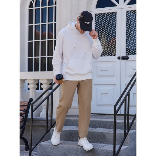 Men's Casual Chino Slacks - Relaxed Fit, Expandable Waist, Solid Color with Pockets, Breathable Blend, Machine Washable Men's Casual Chino Slacks - Relaxed Fit, Expandable Waist, Solid Color with Pockets, Breathable Blend, Machine Washable