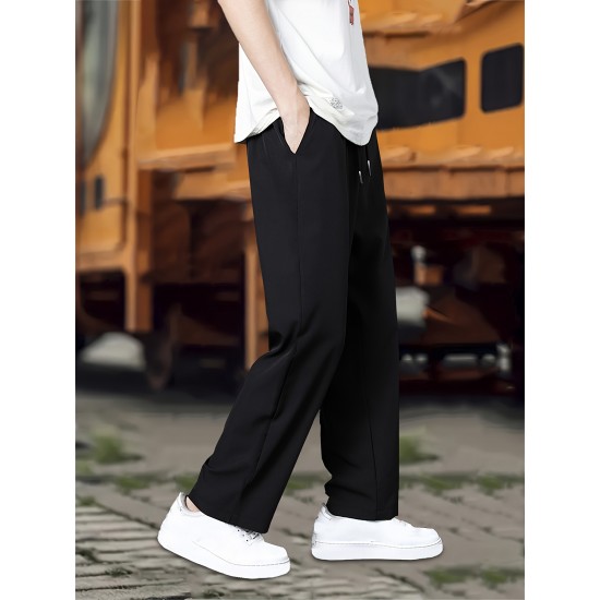 Men's Fashionable Plain Casual Pants, Comfortable Version, Elastic Waist With Drawstring Pants, Suitable For Outdoor Activities Gifts Men's Fashionable Plain Casual Pants, Comfortable Version, Elastic Waist With Drawstring Pants, Suitable For Outdoor Activities Gifts