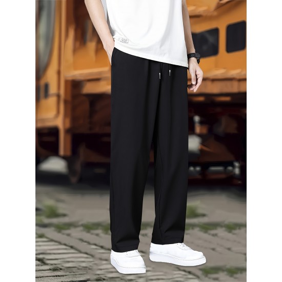 Men's Fashionable Plain Casual Pants, Comfortable Version, Elastic Waist With Drawstring Pants, Suitable For Outdoor Activities Gifts Men's Fashionable Plain Casual Pants, Comfortable Version, Elastic Waist With Drawstring Pants, Suitable For Outdoor Activities Gifts