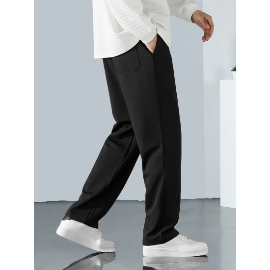 Men's Solid Color Casual Pants With Pockets And Drawstrings, Casual Breathable Pants, Can Be Worn In All Seasons, Suitable For Outdoor Activities Gifts Men's Solid Color Casual Pants With Pockets And Drawstrings, Casual Breathable Pants, Can Be Worn In All Seasons, Suitable For Outdoor Activities Gifts