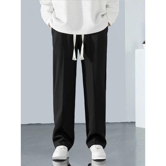 Men's Solid Color Casual Pants With Pockets And Drawstrings, Casual Breathable Pants, Can Be Worn In All Seasons, Suitable For Outdoor Activities Gifts Men's Solid Color Casual Pants With Pockets And Drawstrings, Casual Breathable Pants, Can Be Worn In All Seasons, Suitable For Outdoor Activities Gifts