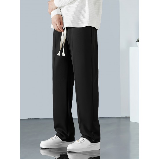 Men's Solid Color Casual Pants With Pockets And Drawstrings, Casual Breathable Pants, Can Be Worn In All Seasons, Suitable For Outdoor Activities Gifts Men's Solid Color Casual Pants With Pockets And Drawstrings, Casual Breathable Pants, Can Be Worn In All Seasons, Suitable For Outdoor Activities Gifts