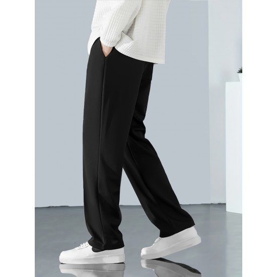 Men's Solid Color Casual Pants With Pockets And Drawstrings, Casual Breathable Pants, Can Be Worn In All Seasons, Suitable For Outdoor Activities Gifts Men's Solid Color Casual Pants With Pockets And Drawstrings, Casual Breathable Pants, Can Be Worn In All Seasons, Suitable For Outdoor Activities Gifts