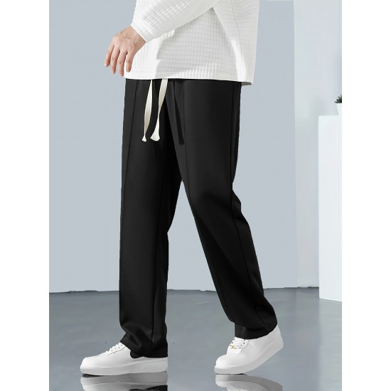 Men's Solid Color Casual Pants With Pockets And Drawstrings, Casual Breathable Pants, Can Be Worn In All Seasons, Suitable For Outdoor Activities Gifts Men's Solid Color Casual Pants With Pockets And Drawstrings, Casual Breathable Pants, Can Be Worn In All Seasons, Suitable For Outdoor Activities Gifts